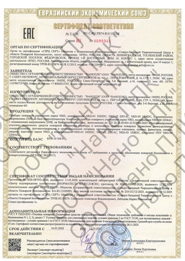 First page of the certificate of conformity (Russian)